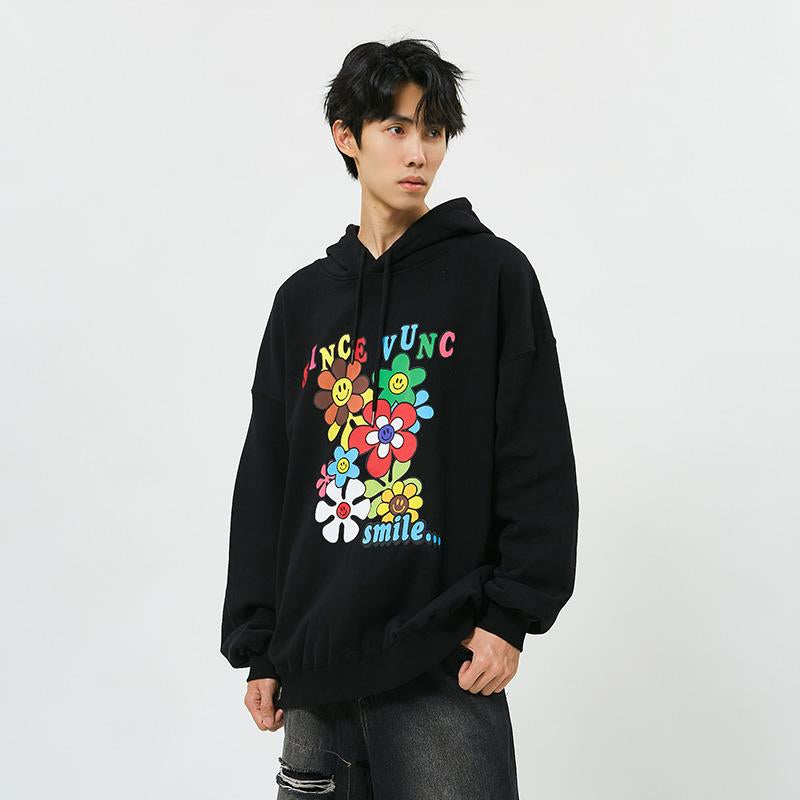 Retro-Hoodie mit Sonnenblumenmotiv