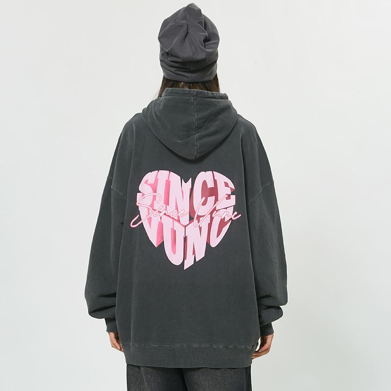 Hoodie mit herzförmigem Buchstabenprint im Colorblock-Design