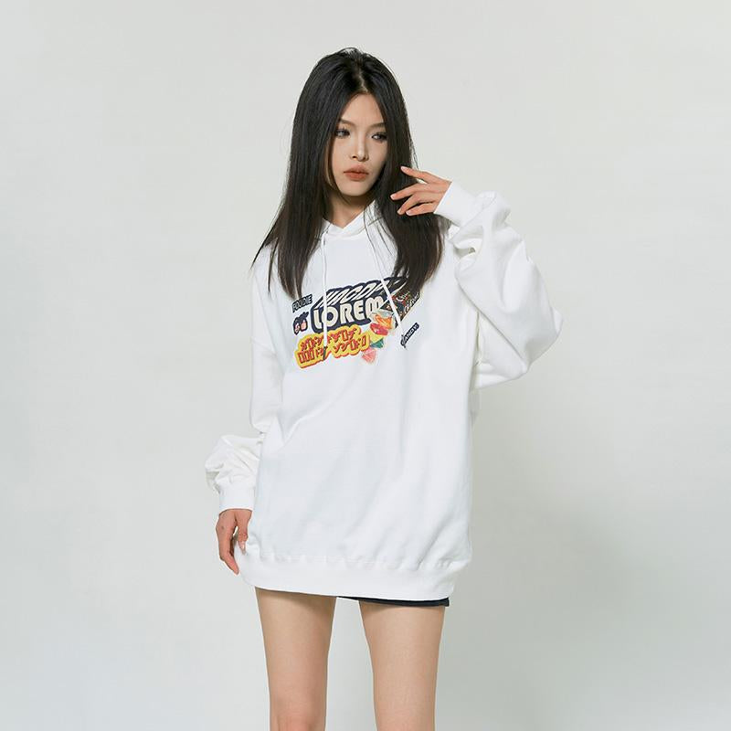 Oversize-Hoodie mit Buchstaben-Candy-Print