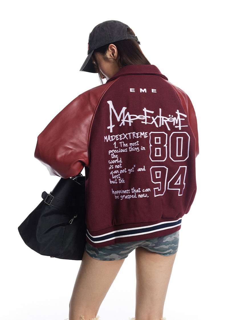 Collegejacke mit Lederärmeln