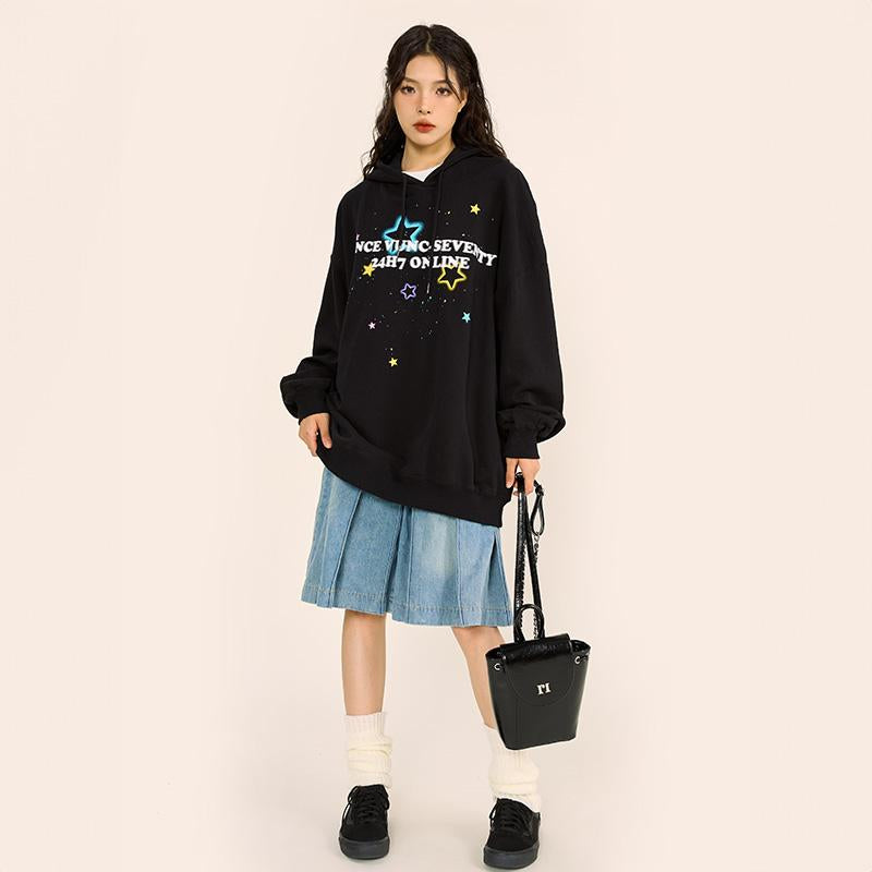 Sweat à capuche oversize à motif étoile