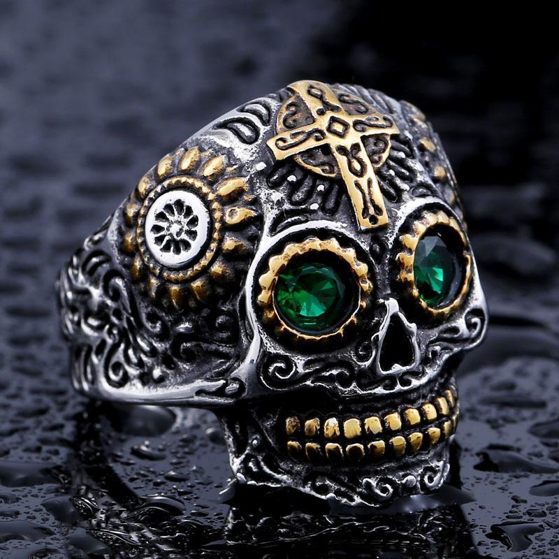 Carved Temple Skull Ring