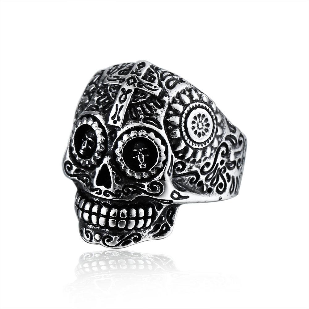 Carved Temple Skull Ring