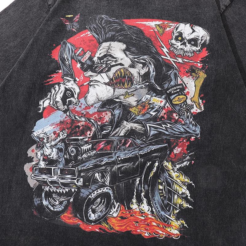 Lockeres T-Shirt mit wütendem Anime-Aufdruck