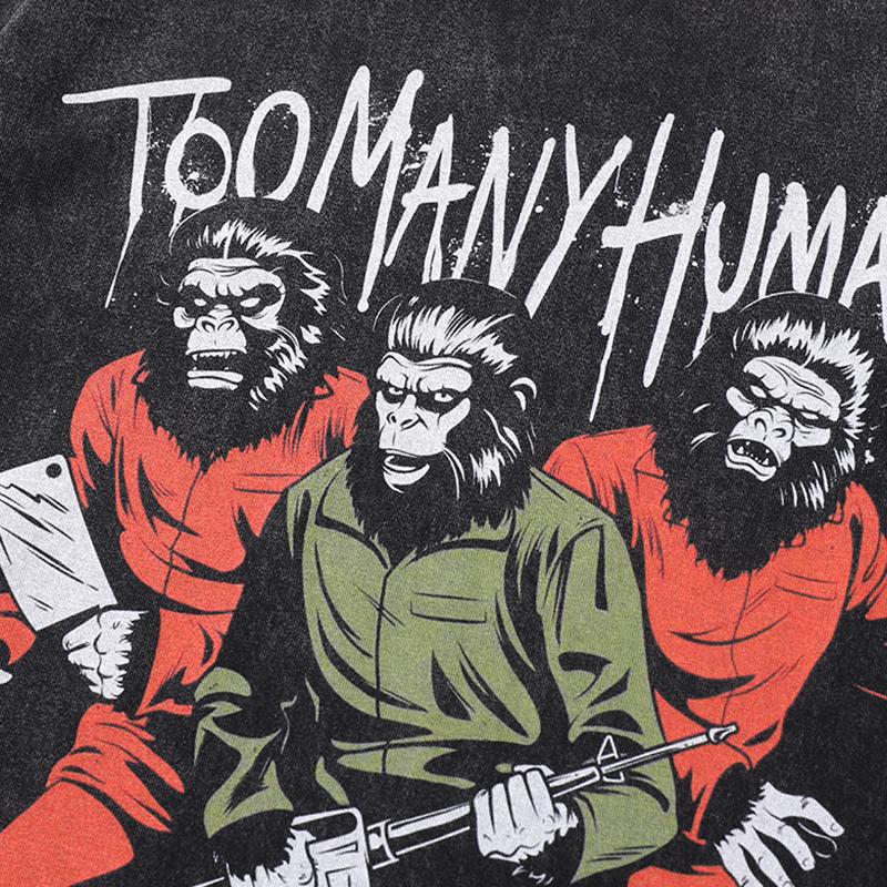 Locker bedrucktes T-Shirt „Zu viele Menschen“