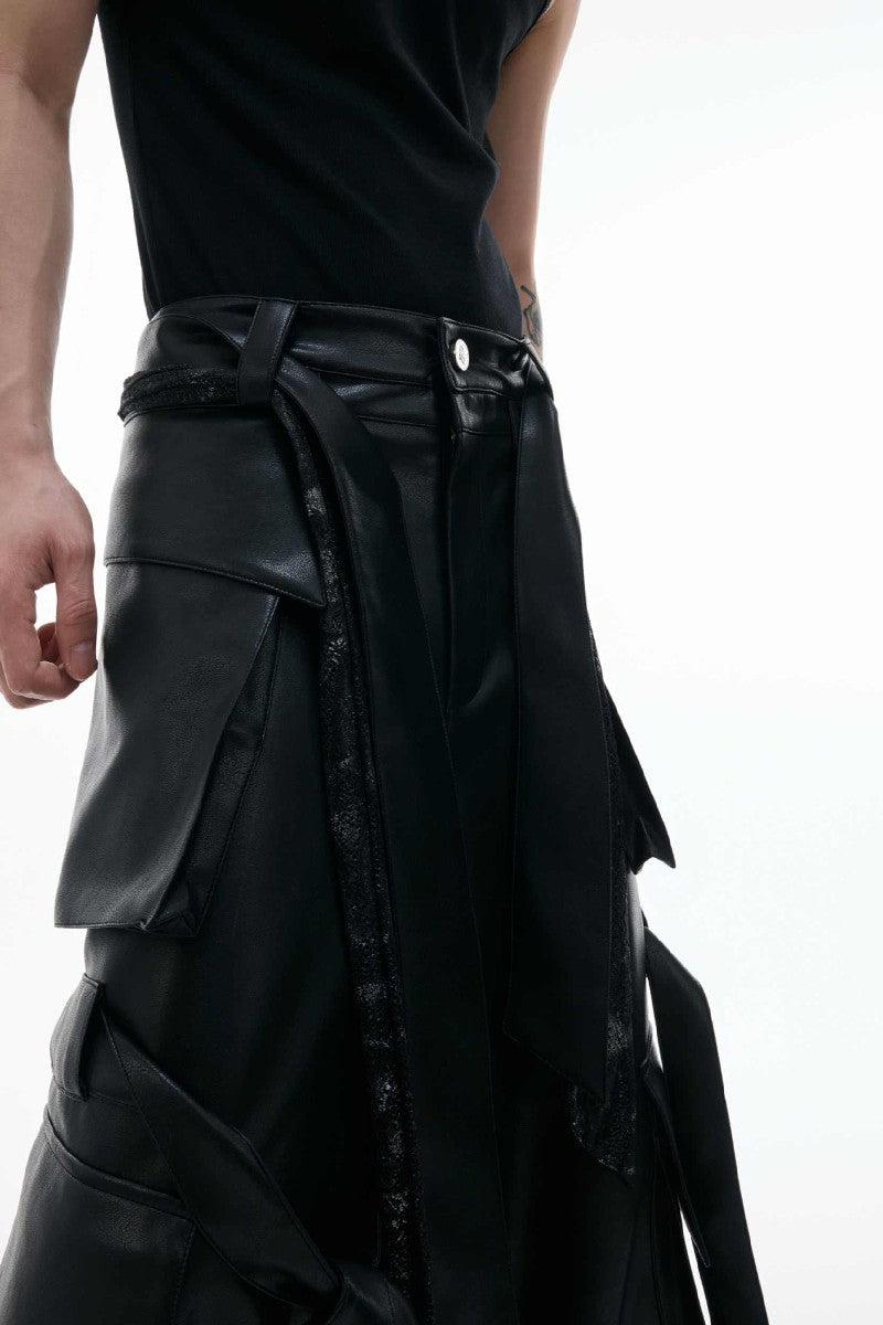 Vintage Lederhose mit Riementaschen 