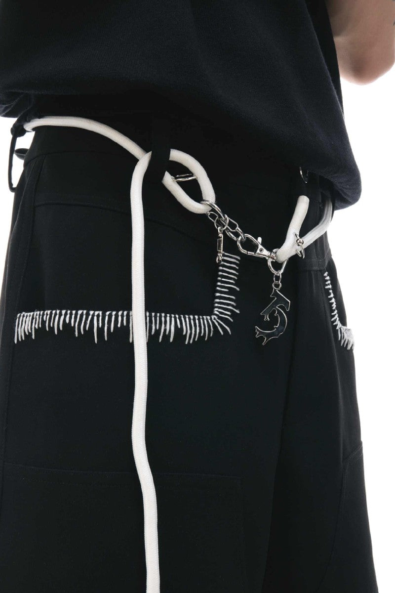 Seidige Hose mit Kordelzug und Taschen 