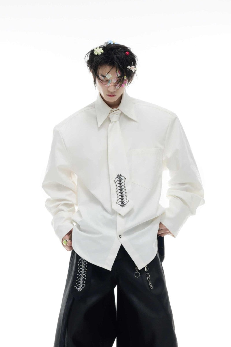 Embroidered Spine Deconstructed Shirt