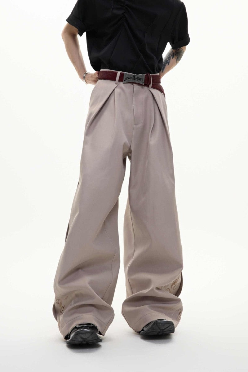 Bestickte, plissierte Vintage-Hose 