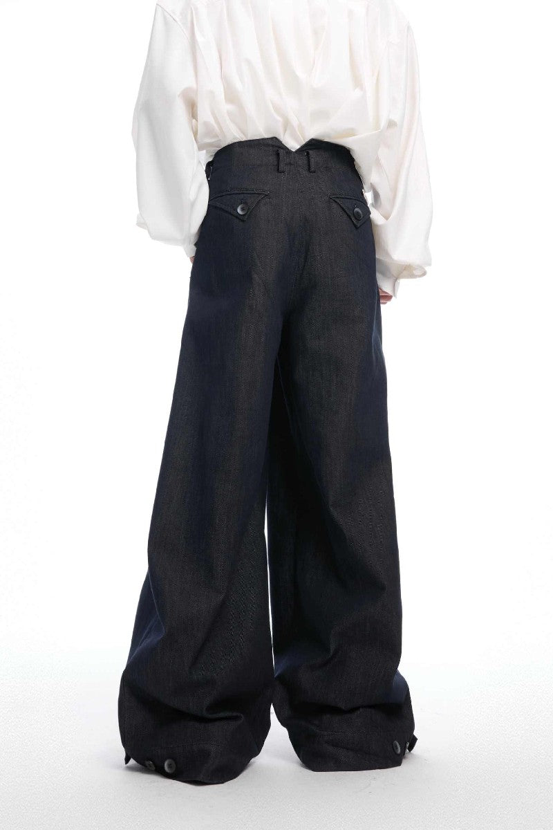 Raw Denim Wide-Leg Jeans 
