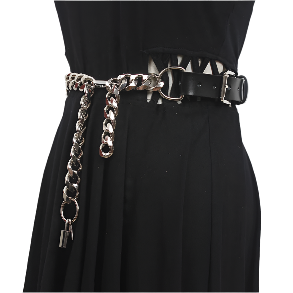 Gothic Chain-Lock Leather Belt