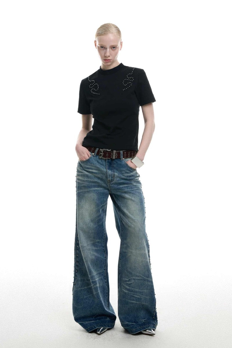 Spine Studded Fitted Tee 