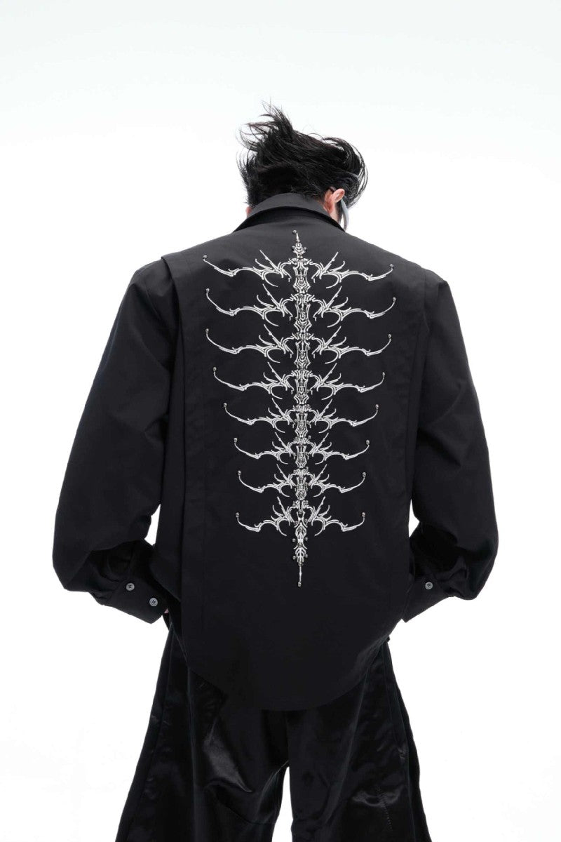 Embroidered Studded Spine Shirt
