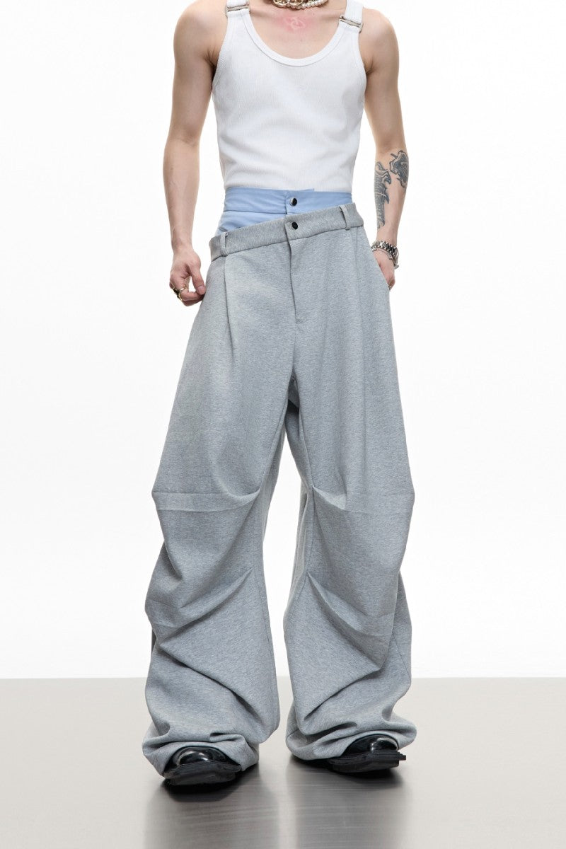 Faltenbesetzte Patchwork-Lagenhose 