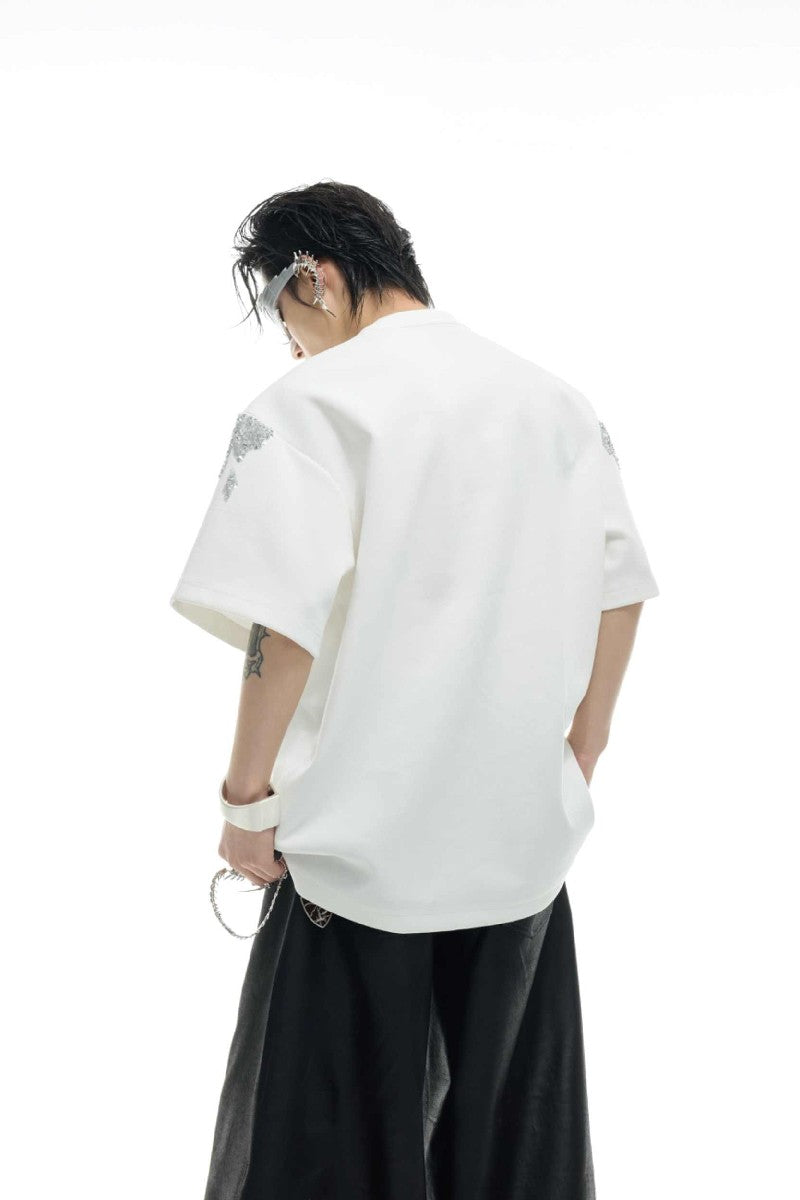 Pailletten-T-Shirt mit unregelmäßigem Muster 