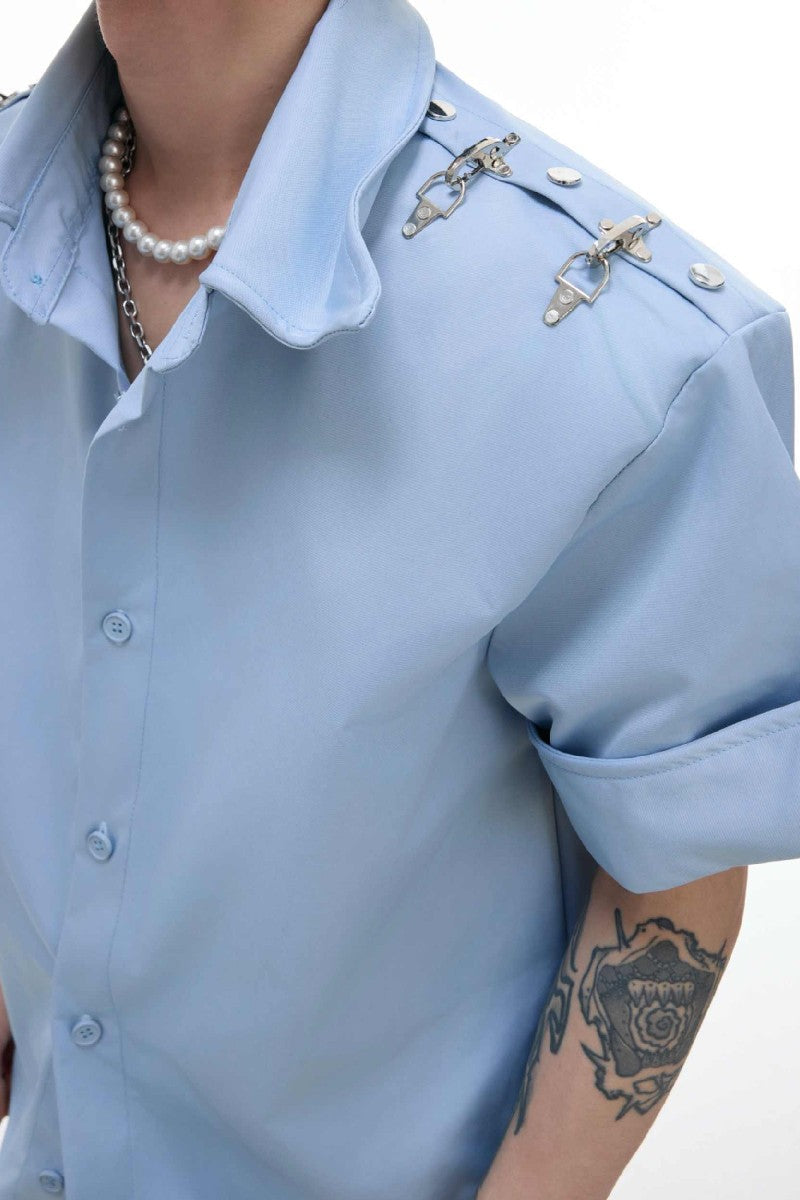 Metal Buckle Deconstructed Shirt