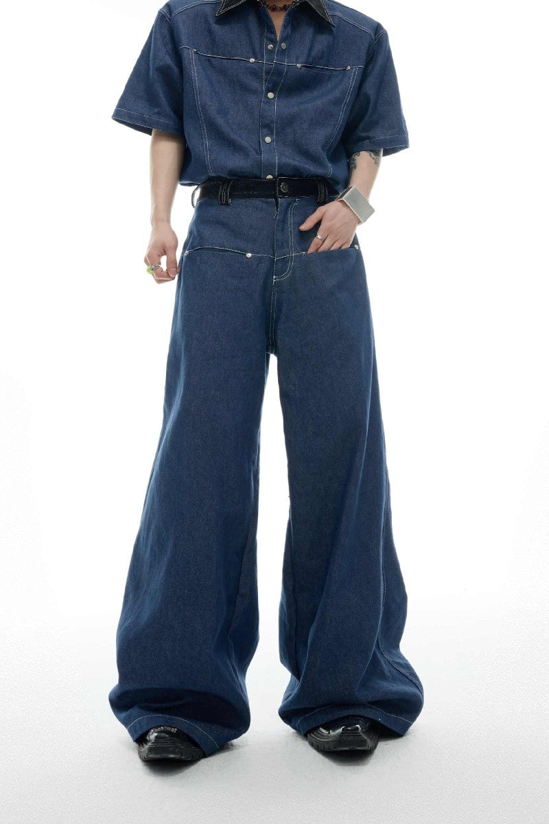 Denim im Schlangenleder-Patchwork-Stil