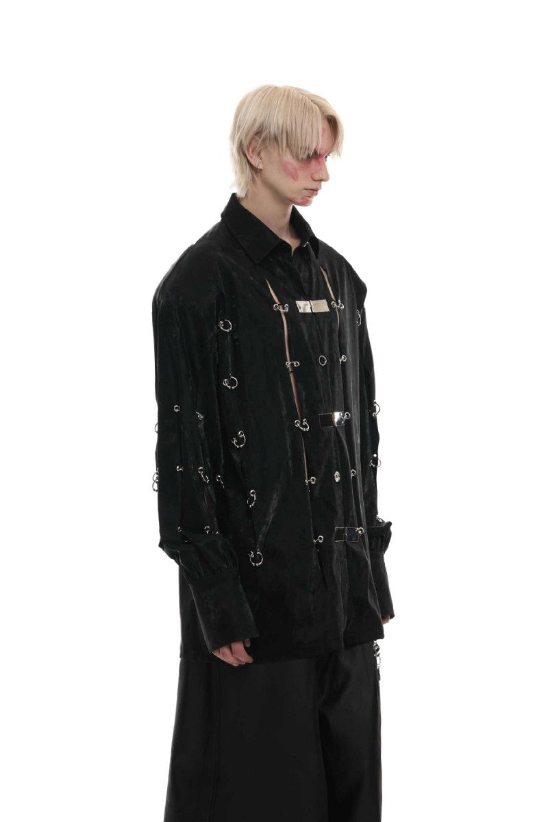 Hemdjacke aus PU-Leder mit Metallschnalle