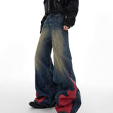 Similicuir PU, flamme, denim ample 
