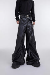 Pantalon en cuir PU à genoux doublés 