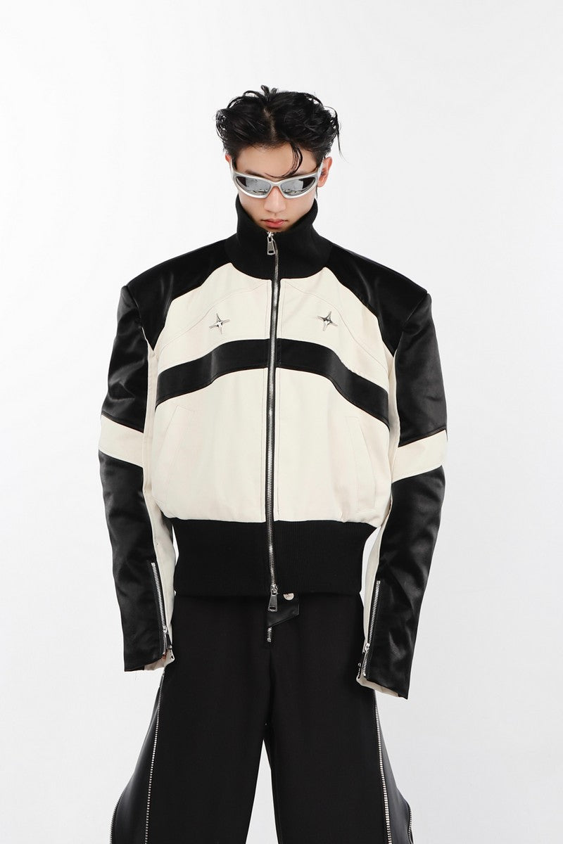 Veste de moto en cuir PU cousue 