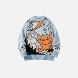 Pull en maille oversize streetwear à motif dessin animé
