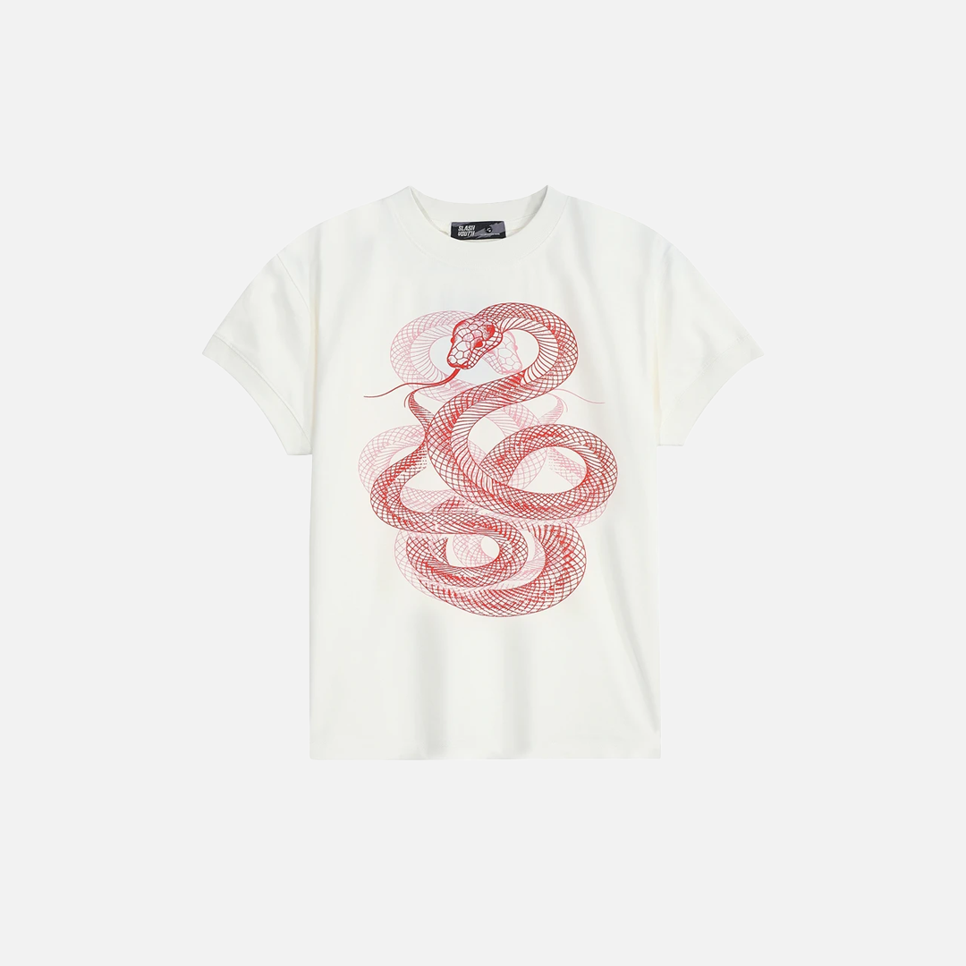 ヒップホップスネークグラフィックプリント半袖Tシャツ