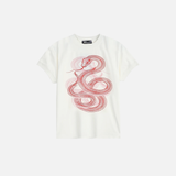 ヒップホップスネークグラフィックプリント半袖Tシャツ