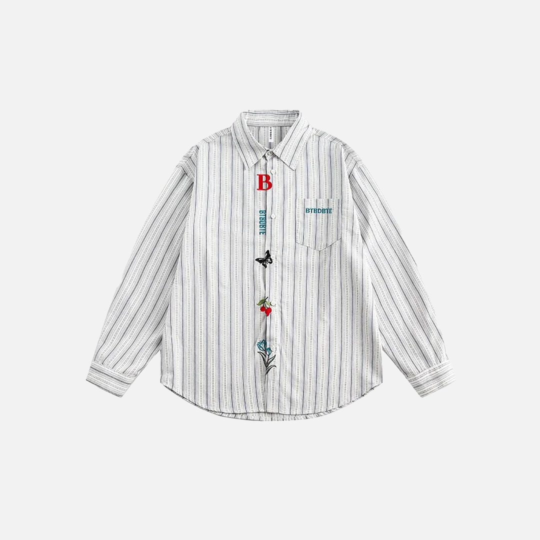 Chemise décontractée oversize brodée à manches longues