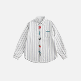 Chemise décontractée oversize brodée à manches longues