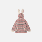 Soft Striped Winter Cartoon Rabbit Hooded Sweatshirt