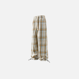 Karierte Hose mit weitem Bein und Kordelzug