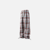 Karierte Hose mit weitem Bein und Kordelzug