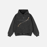 Streetwear Oversized Moon Graphic Washed Black Hoodie