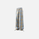 Karierte Hose mit weitem Bein und Kordelzug