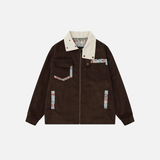 Veste cargo en velours côtelé brodée style Y2K