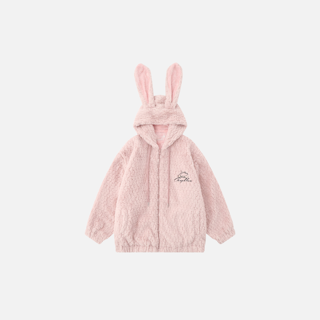 Veste en fourrure à capuche avec oreilles de lapin de dessin animé confortable