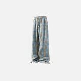 Karierte Hose mit weitem Bein und Kordelzug