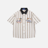 Chemise vintage à motif de broderie de dessin animé