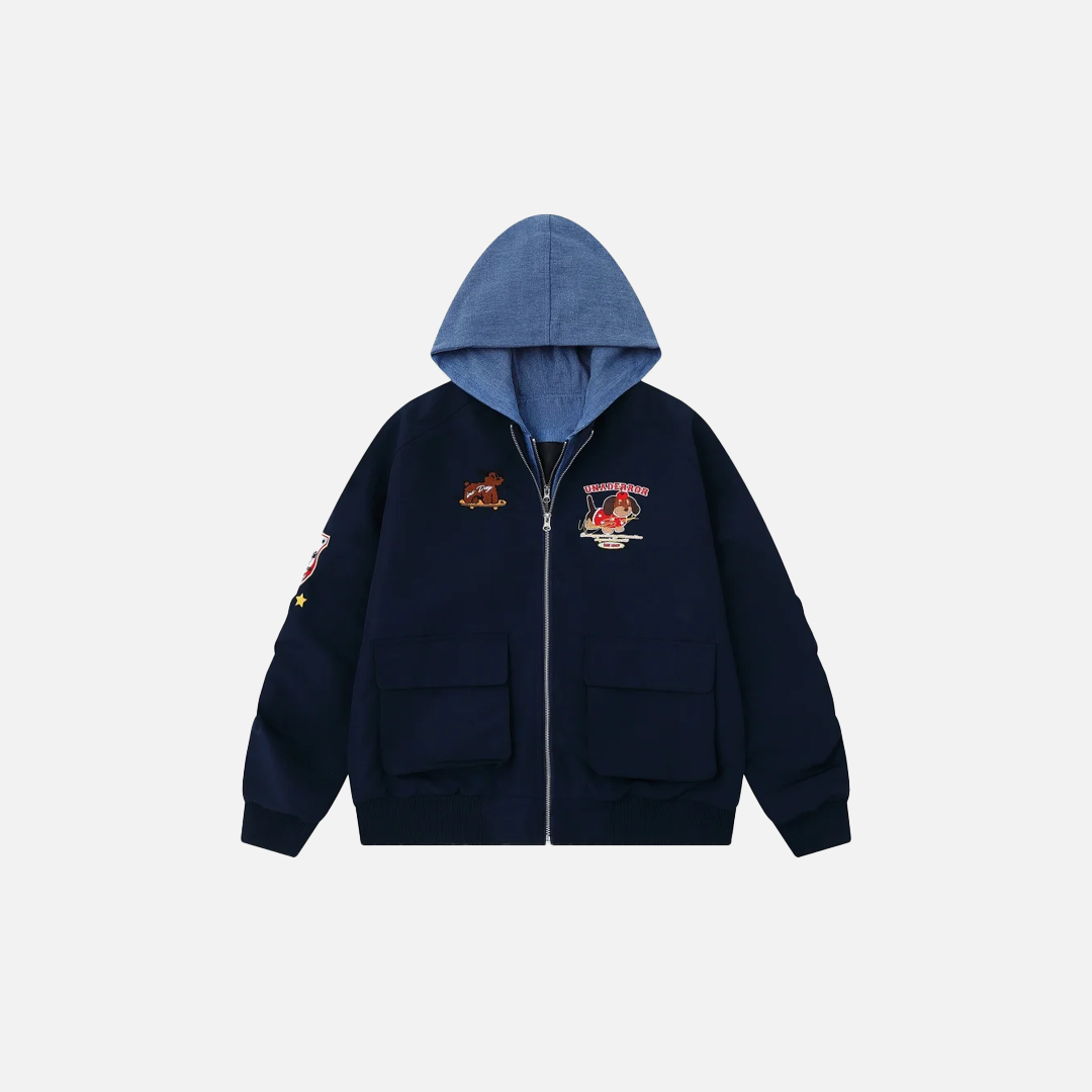 Retro-Cargojacke mit Kapuze im Fake-Zweiteiler-Look