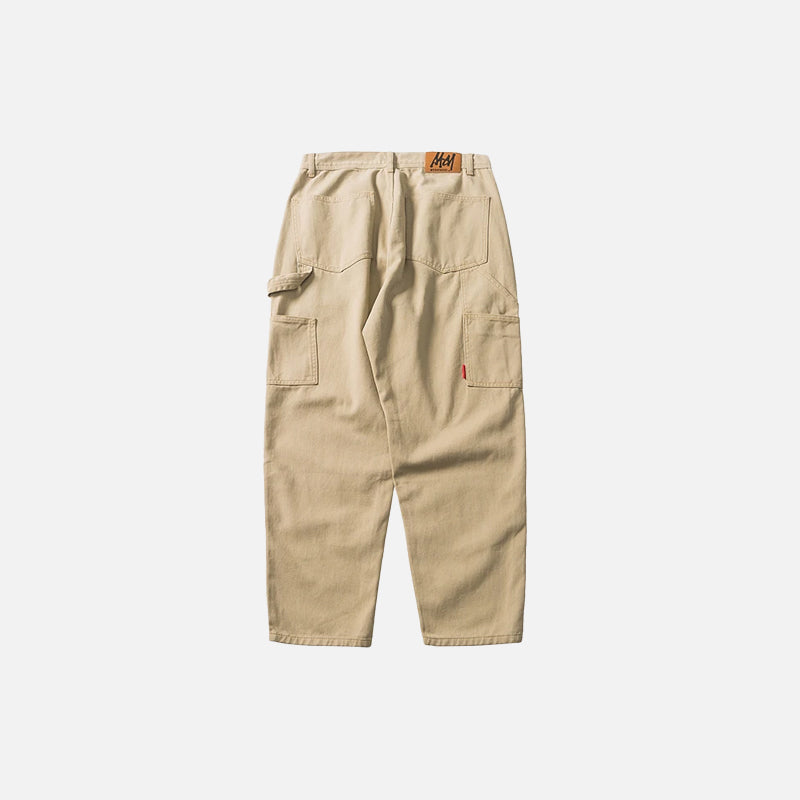 Pantalon cargo uni à poches arrière droites
