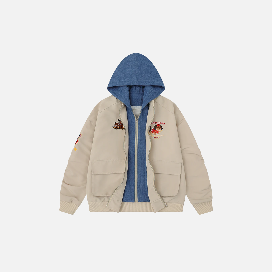 Retro-Cargojacke mit Kapuze im Fake-Zweiteiler-Look