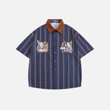 Chemise vintage à motif de broderie de dessin animé