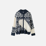 Elegante Jacquard-Strickjacke mit langen Ärmeln