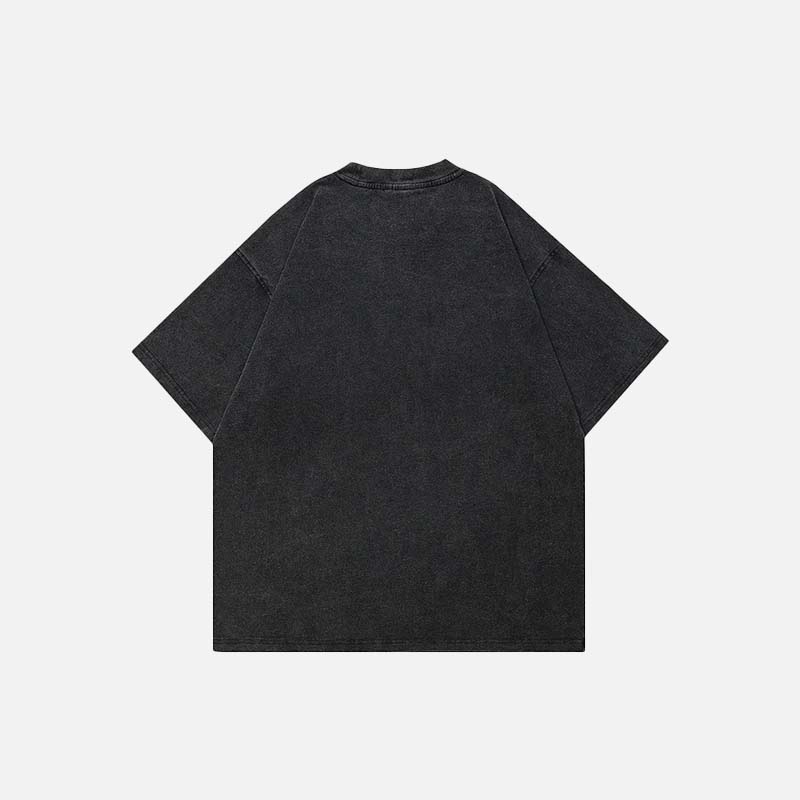 Faded Black Hip Hop Graphic T-Shirt