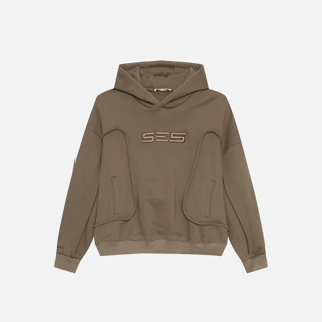 Embroidery Solid Color Deconstruction Hoodie