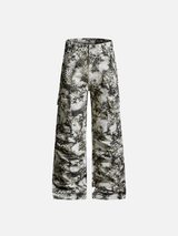 Streetwear Leopard Camo Tie Dye Cargo Jeans