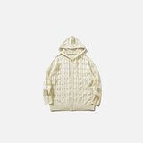 Textured Knitted Hooded Sweater