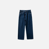 Pantalon en denim uni à jambes droites