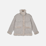 Veste élégante en coton épais à col montant et coupe fuselée avec fourrure
